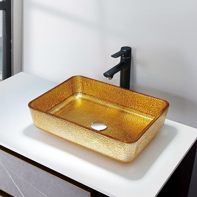 Le navire rectangulaire d'or de luxe descend le bassin profond moderne d'évier de salle de bains de 4,2 pouces