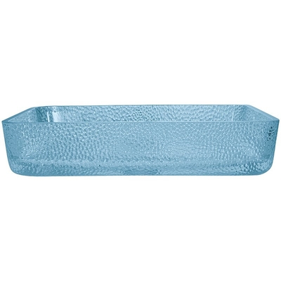Couleur bleue de l'eau en verre de salle de bains de bassin de partie supérieure du comptoir de rectangle moderne laquée