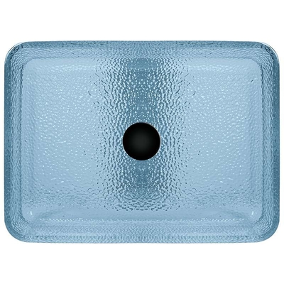 Couleur bleue de l'eau en verre de salle de bains de bassin de partie supérieure du comptoir de rectangle moderne laquée