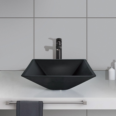 142mm Matt Black Basin Square Funnel acide forment la salle de bains gâchée