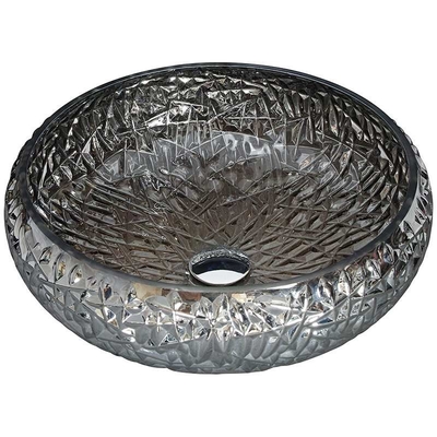L'évier décoratif passé au bichromate de potasse de salle de bains roule forme de boule autour de l'évier en verre argenté de navire