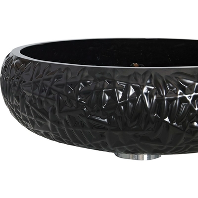évier noir de navire de salle de bains de taille de 440mm autour de Crystal Ball Shape extérieur laqué