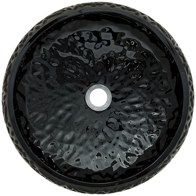 évier noir de navire de salle de bains de taille de 440mm autour de Crystal Ball Shape extérieur laqué