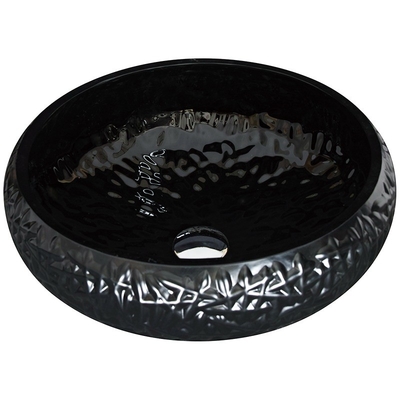 évier noir de navire de salle de bains de taille de 440mm autour de Crystal Ball Shape extérieur laqué