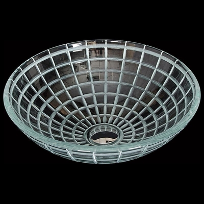 Longueur de la cuvette 420mm de lavabo de verre trempé autour de l'évier en verre de vanité de navire