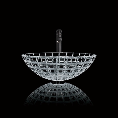 Longueur de la cuvette 420mm de lavabo de verre trempé autour de l'évier en verre de vanité de navire