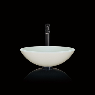 Rond profond de taille de la longueur 132mm de la partie supérieure du comptoir 380mm de verre trempé de cuvette blanche de bassin