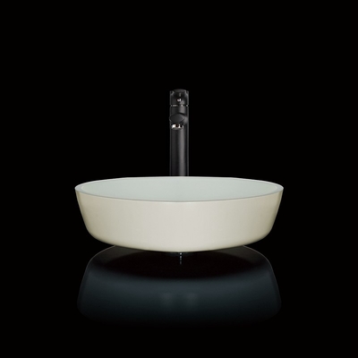 évier blanc rond texturisé de navire de bassin de taille de 110mm de longueur en verre de la cuvette 420mm