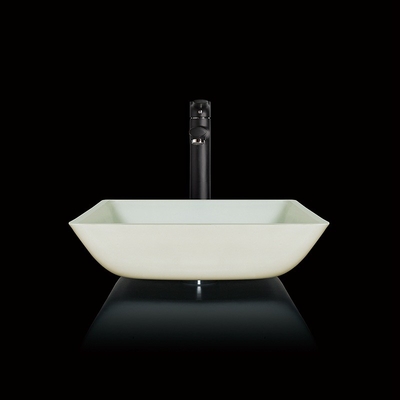 Cuvette carrée sans couture blanche d'évier de verre trempé de lavabos de salle de bains de Super Clear