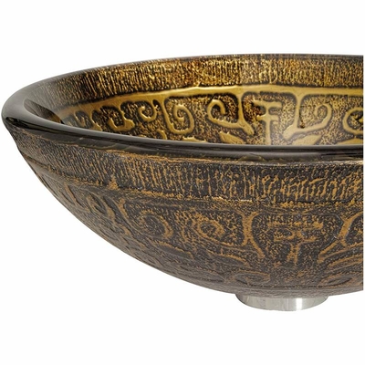 Vanité d'évier de verre trempé de Brown autour de partie supérieure du comptoir de salle de bains de 45mm 12mm
