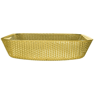 Les éviers passés au bichromate de potasse de vanité de partie supérieure du comptoir ajustent le navire en verre Crystal Luxury Gold Color