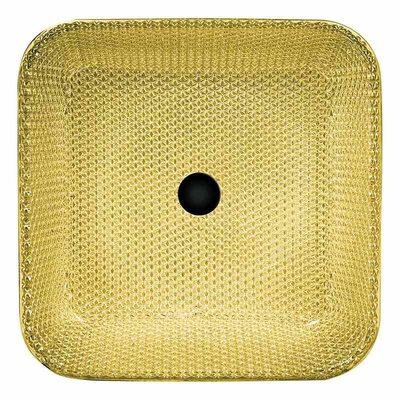 Les éviers passés au bichromate de potasse de vanité de partie supérieure du comptoir ajustent le navire en verre Crystal Luxury Gold Color