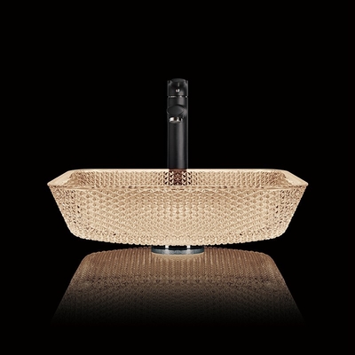 l'évier moderne de lavage de main de taille de 105mm a laqué des bassins de plan de travail de place de couleur de thé de lumière