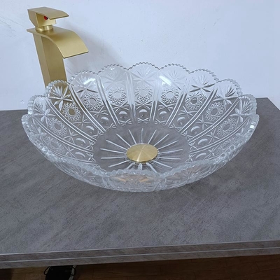 Cuvette en verre antique de lavabo autour de la conception italienne de plan de travail artistique