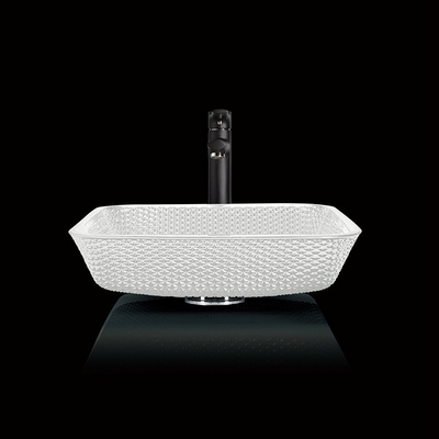la vanité de partie supérieure du comptoir de 12mm descend le blanc résistant de Crystal Square Vessel Bathroom Scratch