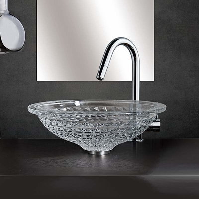 Le rond Crystal Wash Basins Hand Wash 415mm 140mm pour l'hôtel moulage mécanique sous pression
