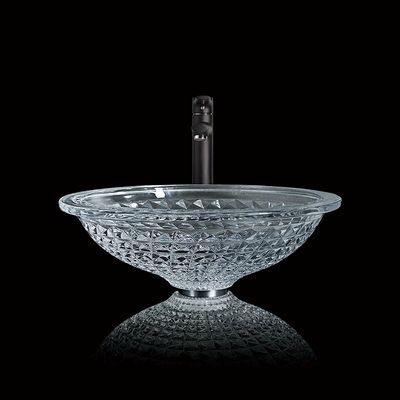 Le rond Crystal Wash Basins Hand Wash 415mm 140mm pour l'hôtel moulage mécanique sous pression