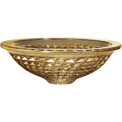 Main d'or passée au bichromate de potasse Crystal Bathroom Vanity moderne de lavage d'évier clair de bol en verre