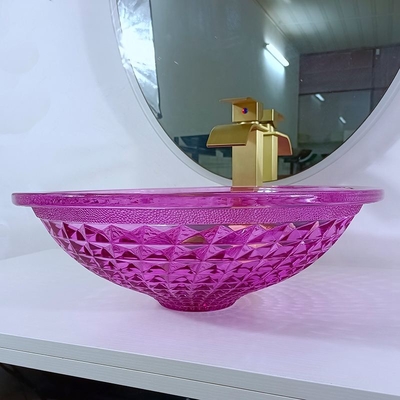 Cuvette en verre d'évier de pourpre de Crystal Glass 12mm pour la taille des toilettes 140mm moderne
