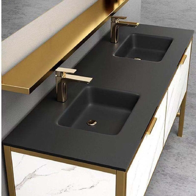 Partie supérieure du comptoir simple ou double adaptée aux besoins du client d'évier de navire de vanité d'évier de verre trempé de salle de bains