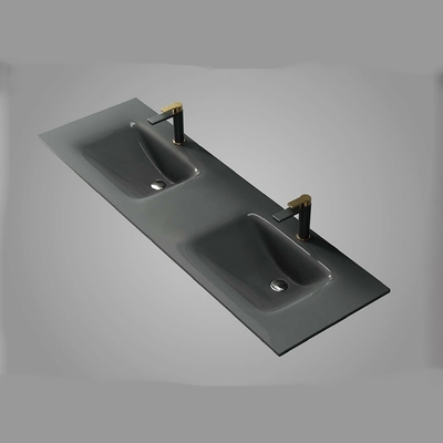 Partie supérieure du comptoir en laiton de vanité de salle de bains de drain de forme d'entonnoir d'évier de verre trempé de Cabinet avec l'évier