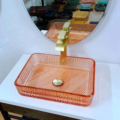 Bassin L445 orange rectangulaire * W330 de Crystal Vanity Top Glass Wash * H105mm 12mm épais