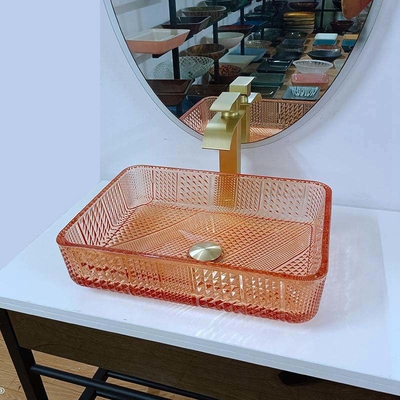 Bassin L445 orange rectangulaire * W330 de Crystal Vanity Top Glass Wash * H105mm 12mm épais