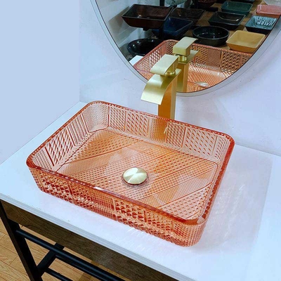 Bassin L445 orange rectangulaire * W330 de Crystal Vanity Top Glass Wash * H105mm 12mm épais