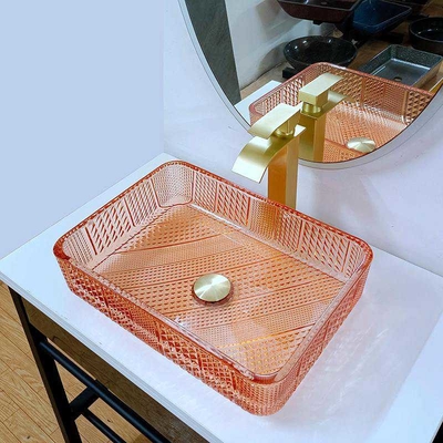 Bassin L445 orange rectangulaire * W330 de Crystal Vanity Top Glass Wash * H105mm 12mm épais
