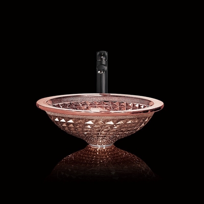 Rose Gold Bathroom Sink Crystal formée par entonnoir a passé la longueur au bichromate de potasse de 450mm