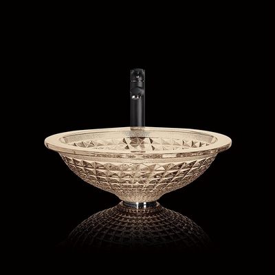 Forme d'entonnoir à la maison de salle de bains de main de Champagne Crystal Wash Basins Circular Wash