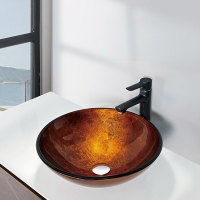 partie supérieure du comptoir de salle de bains d'évier de verre trempé de 145mm aucune résistance d'éraflure de trou avec l'aluminium