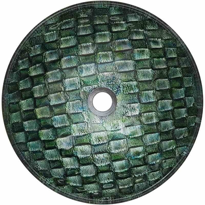 Main ronde de cuvette d'évier de verre trempé dessinant l'évier circulaire de salle de bains de navire de fonte chaude