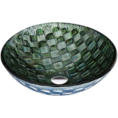 Main ronde de cuvette d'évier de verre trempé dessinant l'évier circulaire de salle de bains de navire de fonte chaude