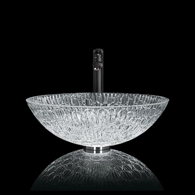 Cuvette en verre artistique ronde d'évier de navire de Crystal Wash Basins 130mm d'hôtel pour la salle de bains à la maison