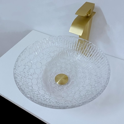 Cuvette en verre artistique ronde d'évier de navire de Crystal Wash Basins 130mm d'hôtel pour la salle de bains à la maison