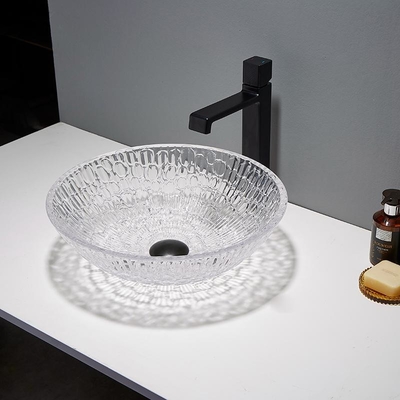 Cuvette en verre artistique ronde d'évier de navire de Crystal Wash Basins 130mm d'hôtel pour la salle de bains à la maison