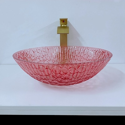 Partie supérieure du comptoir Crystal Wash Basins Bathroom Glass de couleur rouge moderne