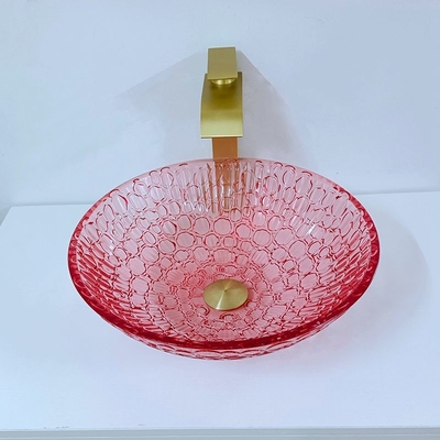 Partie supérieure du comptoir Crystal Wash Basins Bathroom Glass de couleur rouge moderne