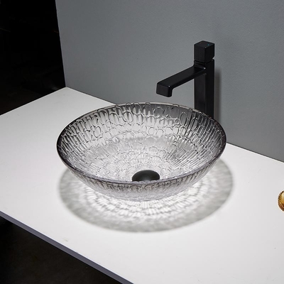 Navire en verre moderne moderne de Crystal Wash Basins Gradient Black