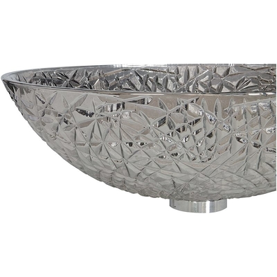 Cuvette passée au bichromate de potasse de lavabo de salle de bains au-dessus de contre- cristal moderne argenté ovale