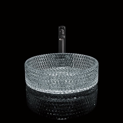 la main en verre ronde de lavabo de 395mm lavent la salle de bains de 45mm Dia No Hole For Hotel