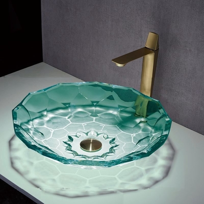 OEM de verre de style de couleur verte de lavabo de salle de bains claire plus défunt