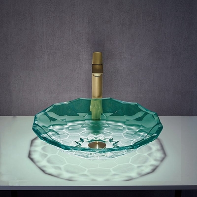 OEM de verre de style de couleur verte de lavabo de salle de bains claire plus défunt