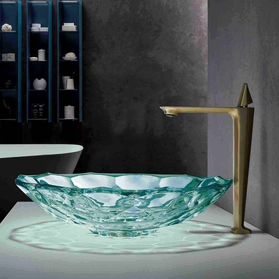 OEM de verre de style de couleur verte de lavabo de salle de bains claire plus défunt
