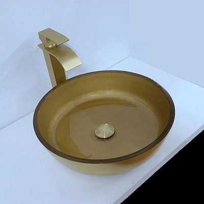 évier circulaire rond de navire de bassin balayé par taille de 110mm de longueur en verre de la cuvette 420mm