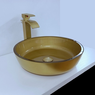 évier circulaire rond de navire de bassin balayé par taille de 110mm de longueur en verre de la cuvette 420mm