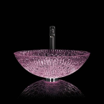bassin de cuvette de salle de bains de pourpre de 395mm Crystal Wash Basins Round 130mm