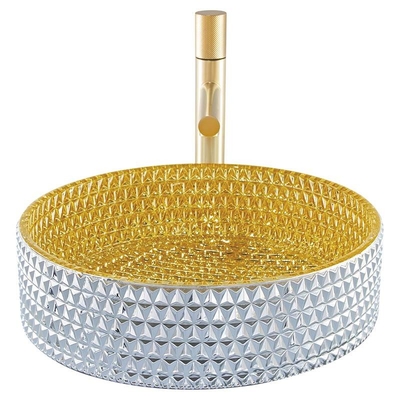 Taille intérieure d'OEM de lavabo de la couleur en verre vigoureuse 120mm d'or