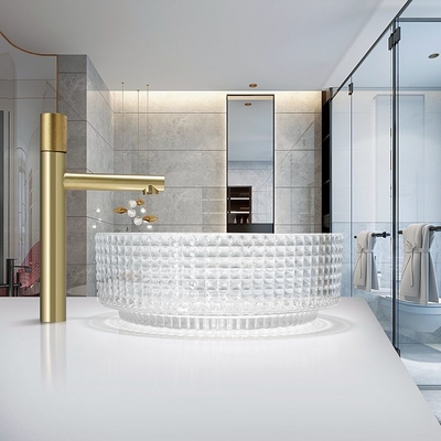 Lavabo en verre formé par cylindre européen Crystal Clear Sink Diemater 14,8 »